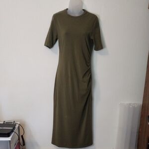 Vince Pima Cotton Blend Side Drape Dress Size M